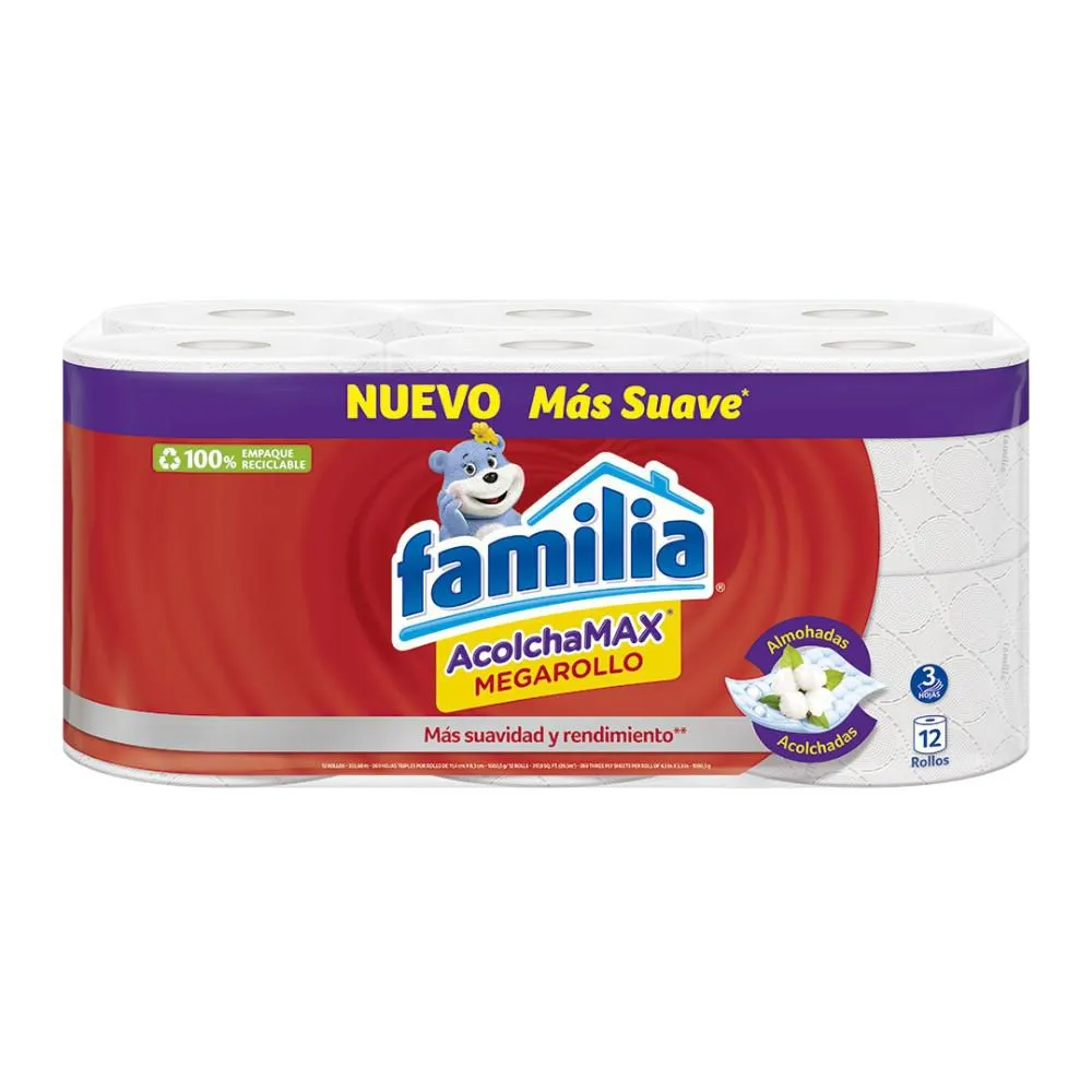 Papel higiénico FAMILIA Acolchamax megarollo x12 rollos